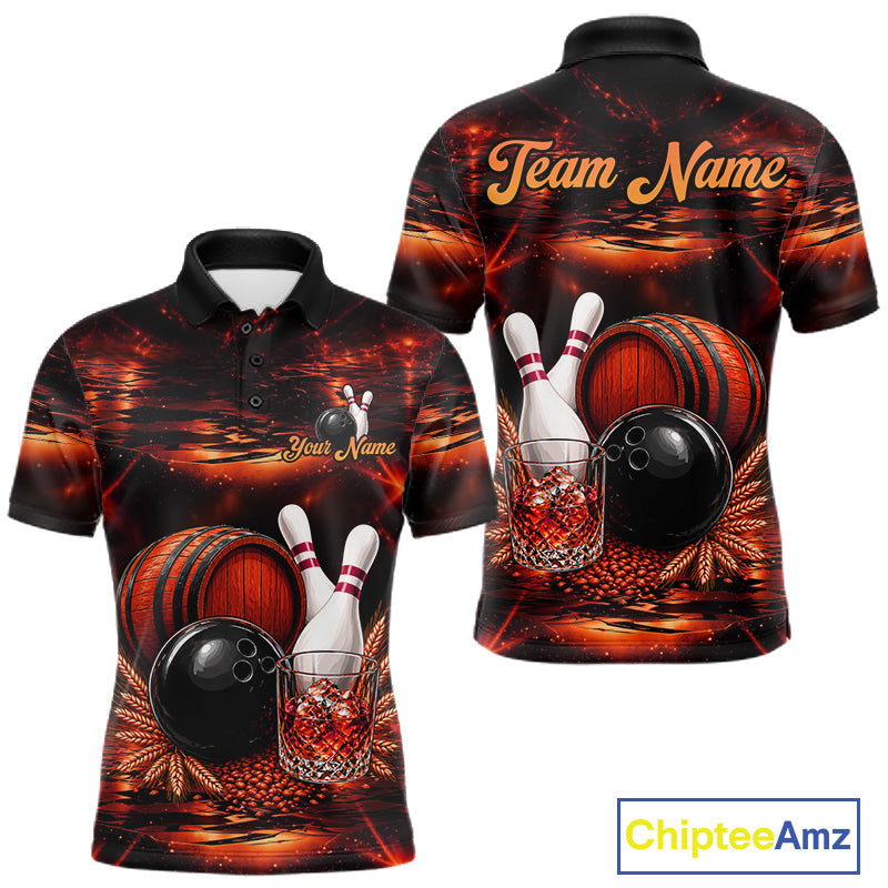 Personalized Red Vintage Bourbon Bowling Shirt, Funny Bowling Jersey Team Polo & 1/4 Zip