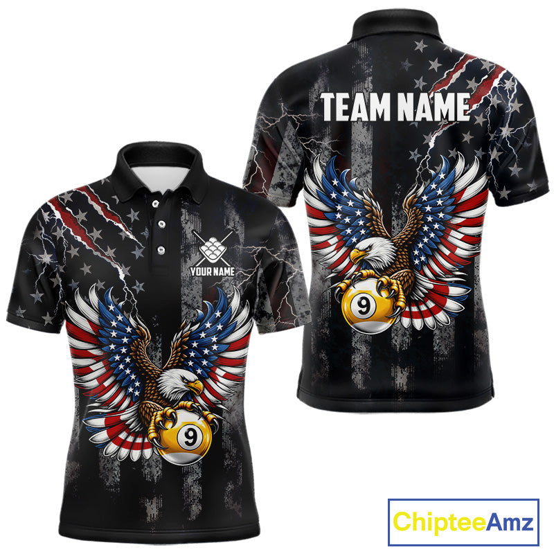 Vintage American Flag Eagle Patriotic Billiard Shirt Custom 9 Ball Pool Team Jersey