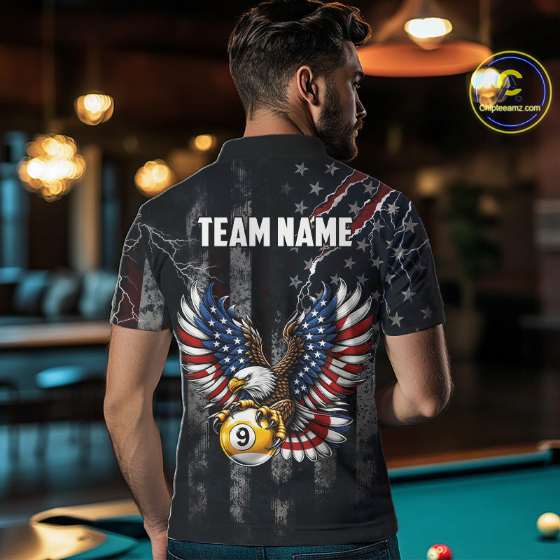 Vintage American Flag Eagle Patriotic Billiard Shirt Custom 9 Ball Pool Team Jersey