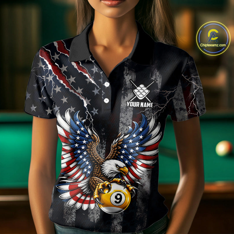 Vintage American Flag Eagle Patriotic Billiard Shirt Custom 9 Ball Pool Team Jersey