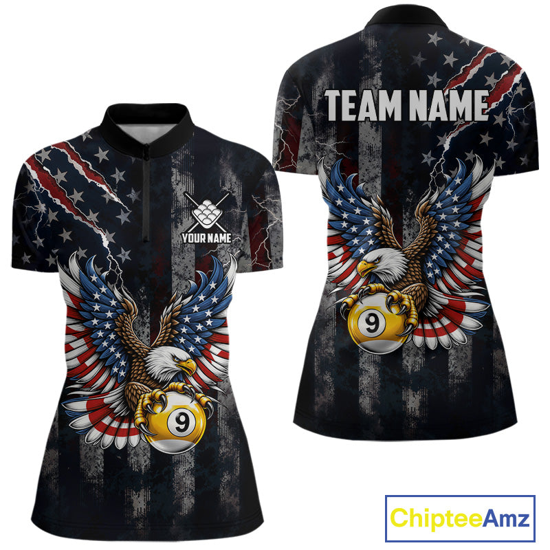 Vintage American Flag Eagle Patriotic Billiard Shirt Custom 9 Ball Pool Team Jersey