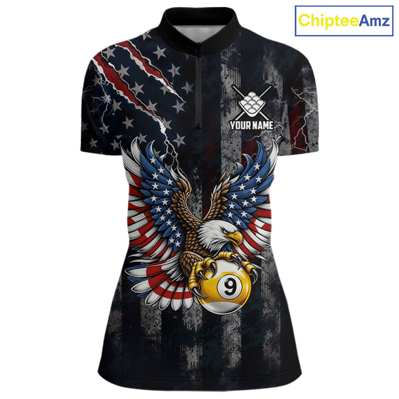 Vintage American Flag Eagle Patriotic Billiard Shirt Custom 9 Ball Pool Team Jersey