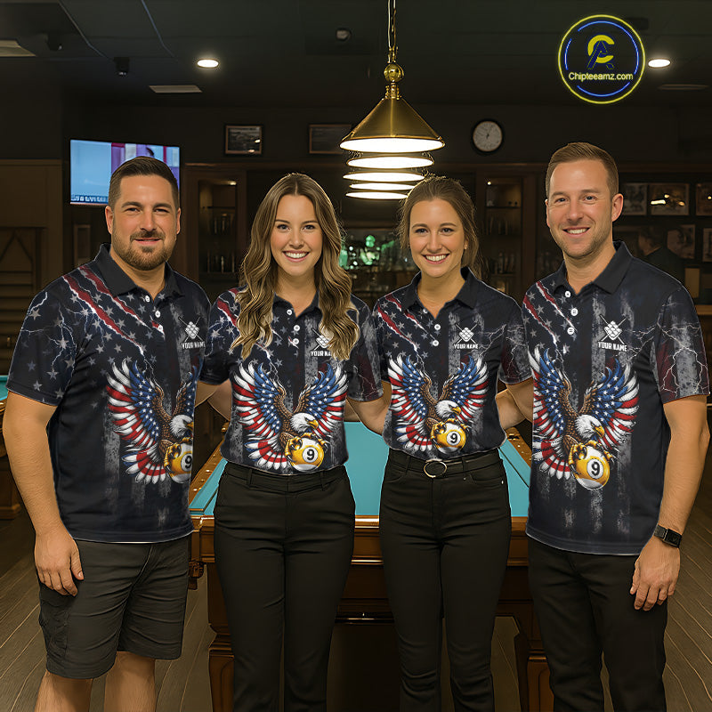 Vintage American Flag Eagle Patriotic Billiard Shirt Custom 9 Ball Pool Team Jersey