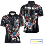Vintage American Flag Eagle Patriotic Bowling Shirt Custom Bowling League Team Jersey