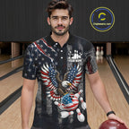 Vintage American Flag Eagle Patriotic Bowling Shirt Custom Bowling League Team Jersey