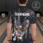 Vintage American Flag Eagle Patriotic Bowling Shirt Custom Bowling League Team Jersey