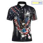Vintage American Flag Eagle Patriotic Bowling Shirt Custom Bowling League Team Jersey