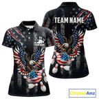 Vintage American Flag Eagle Patriotic Bowling Shirt Custom Bowling League Team Jersey