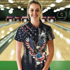 Vintage American Flag Eagle Patriotic Bowling Shirt Custom Bowling League Team Jersey