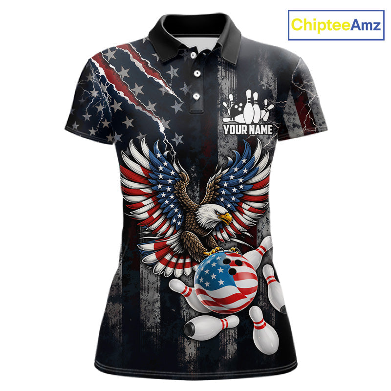 Vintage American Flag Eagle Patriotic Bowling Shirt Custom Bowling League Team Jersey