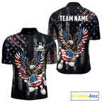 Vintage American Flag Eagle Patriotic Bowling Shirt Custom Bowling League Team Jersey