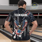 Vintage American Flag Eagle Patriotic Bowling Shirt Custom Bowling League Team Jersey
