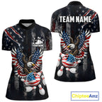 Vintage American Flag Eagle Patriotic Bowling Shirt Custom Bowling League Team Jersey