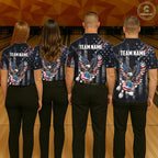 Vintage American Flag Eagle Patriotic Bowling Shirt Custom Bowling League Team Jersey