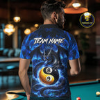 Blue 8 Ball & 9 Ball Fire Yin And Yang Dragon Billiard Shirt Custom Pool Team Jersey