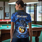 Blue 8 Ball & 9 Ball Fire Yin And Yang Dragon Billiard Shirt Custom Pool Team Jersey