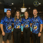 Blue 8 Ball & 9 Ball Fire Yin And Yang Dragon Billiard Shirt Custom Pool Team Jersey