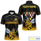Yellow Hexagon Funny Bee 8 Ball Pool Billiard Jerseys Custom Grunge Billiard Team Appeal