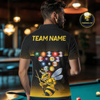 Yellow Hexagon Funny Bee 8 Ball Pool Billiard Jerseys Custom Grunge Billiard Team Appeal
