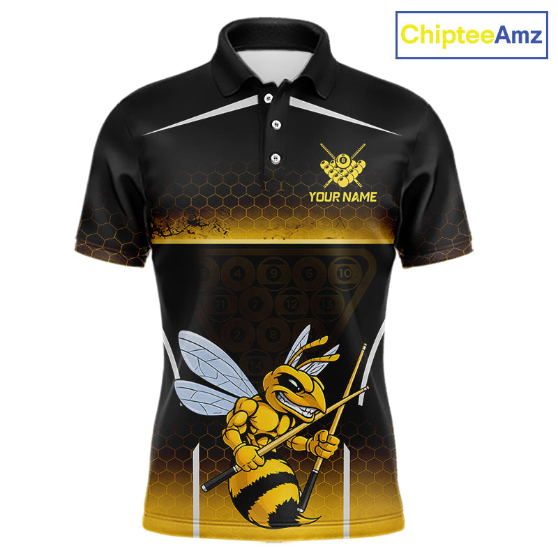 Yellow Hexagon Funny Bee 8 Ball Pool Billiard Jerseys Custom Grunge Billiard Team Appeal