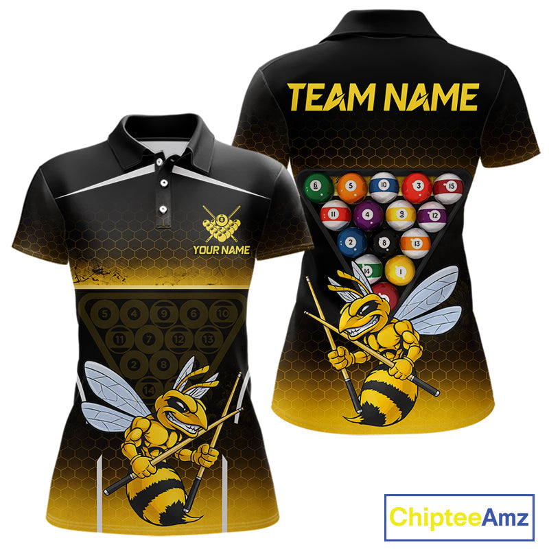 Yellow Hexagon Funny Bee 8 Ball Pool Billiard Jerseys Custom Grunge Billiard Team Appeal