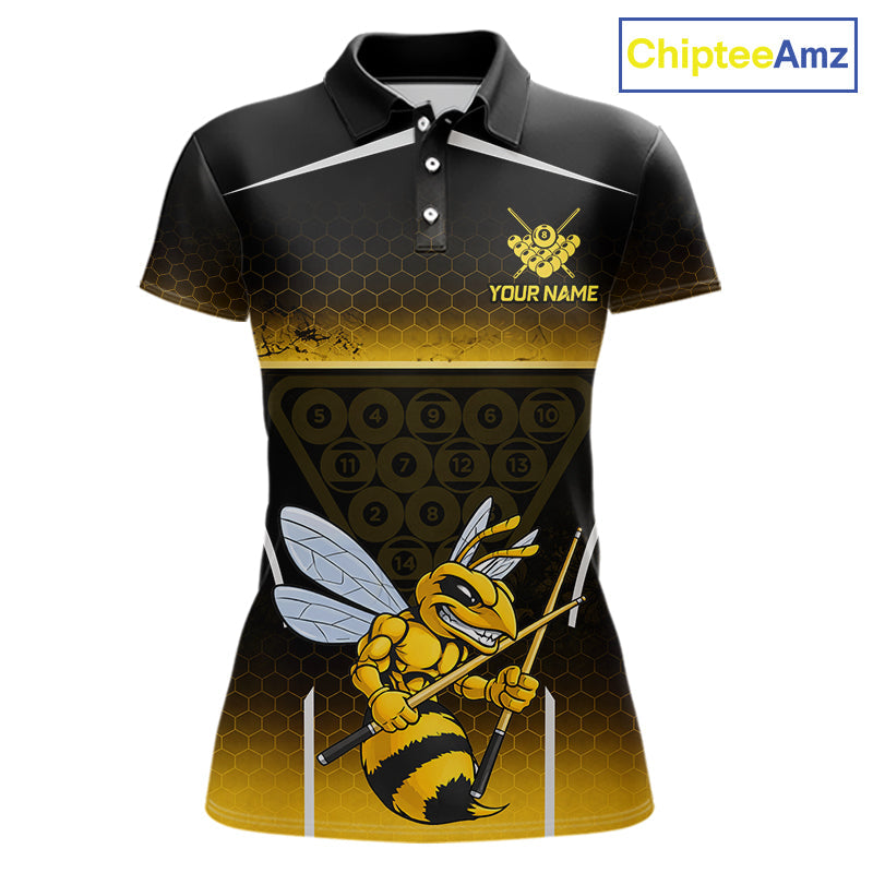 Yellow Hexagon Funny Bee 8 Ball Pool Billiard Jerseys Custom Grunge Billiard Team Appeal