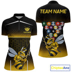 Yellow Hexagon Funny Bee 8 Ball Pool Billiard Jerseys Custom Grunge Billiard Team Appeal
