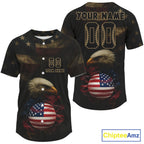 Custom Eagle Smoke Patriotic Baseball Ball Jersey US Flag Grunge Baseball Shirt