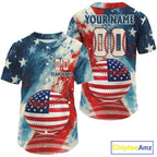 Custom Grunge Patriotic Baseball Jersey US Flag 3D Baseball Ball Team Shirt