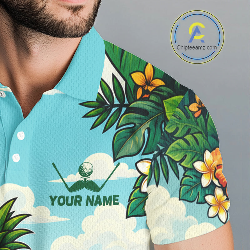 Funny Pineapple Golfer Monstera Tropical Polo Shirts Custom Golf Team Outfits Golf Gifts