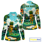 Funny Pineapple Golfer Monstera Tropical Polo Shirts Custom Golf Team Outfits Golf Gifts