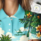 Funny Pineapple Golfer Monstera Tropical Polo Shirts Custom Golf Team Outfits Golf Gifts