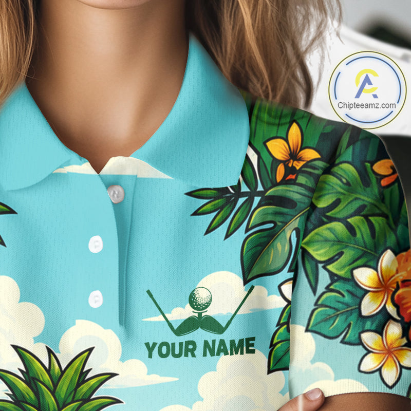 Funny Pineapple Golfer Monstera Tropical Polo Shirts Custom Golf Team Outfits Golf Gifts