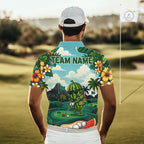 Funny Watermelon Golfer Monstera Tropical Polo Shirts Custom Golf Team Outfits Golf Gifts