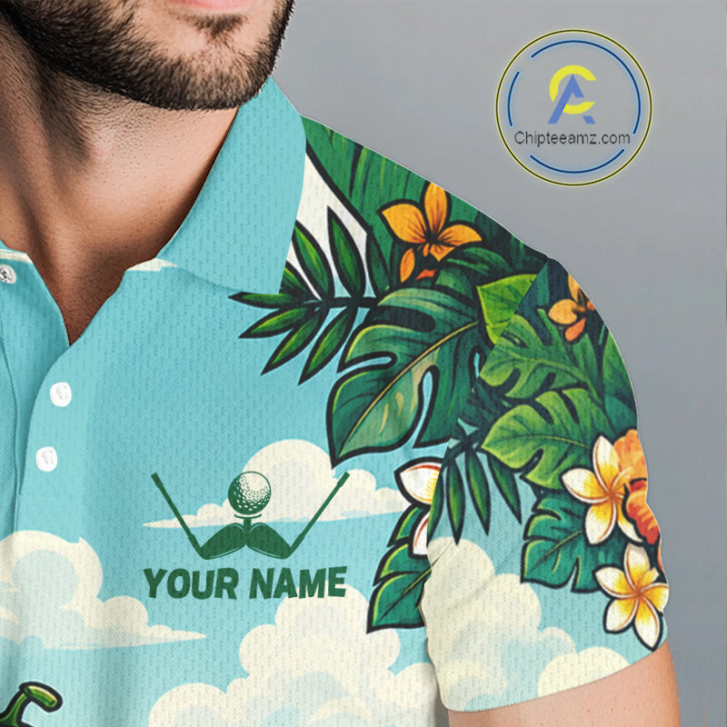 Funny Watermelon Golfer Monstera Tropical Polo Shirts Custom Golf Team Outfits Golf Gifts