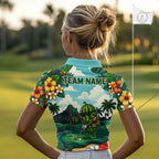 Funny Watermelon Golfer Monstera Tropical Polo Shirts Custom Golf Team Outfits Golf Gifts