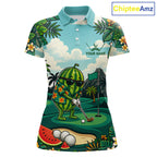 Funny Watermelon Golfer Monstera Tropical Polo Shirts Custom Golf Team Outfits Golf Gifts