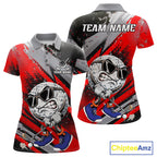 Funny Golfer Golf Polo Shirts Custom Red And Grey Grunge Golf Team Outfits Golf Gifts