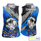 Funny Golfer Golf Sleeveless Polo Shirts Custom Blue And Grey Grunge Golf Team Outfits Golf Gifts