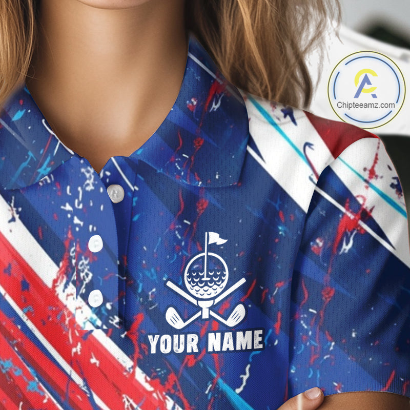 Funny Parrot Golfer Blue & Red Golf Polo Shirts Custom Parrot Golf Team Outfit Golf Gifts