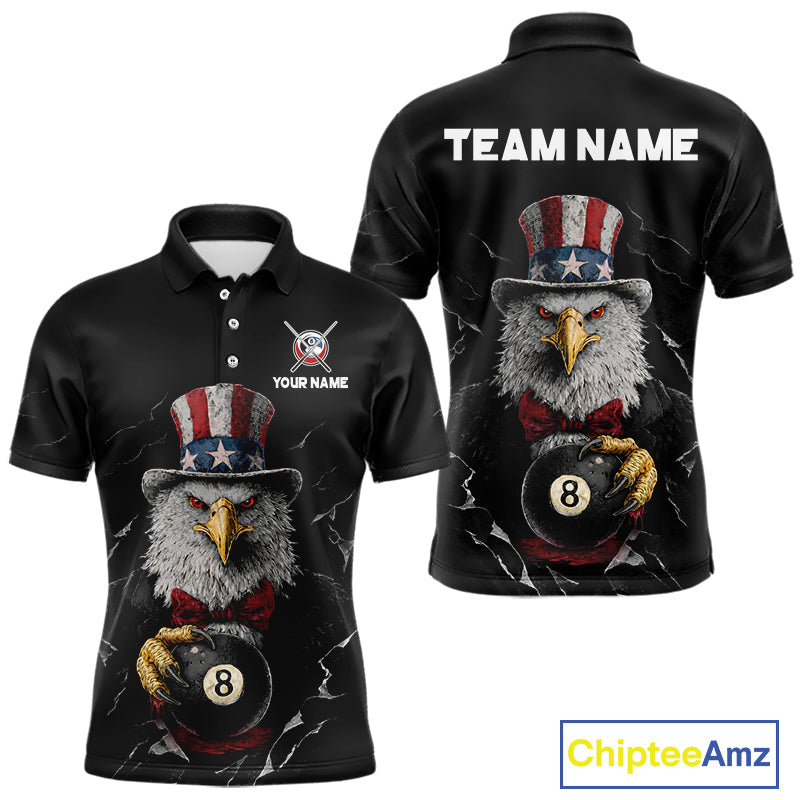 Red Dripping Patriotic Funny Eagle 8 Ball Billiard Pool Shirt Personalized Billiard Team Jerseys