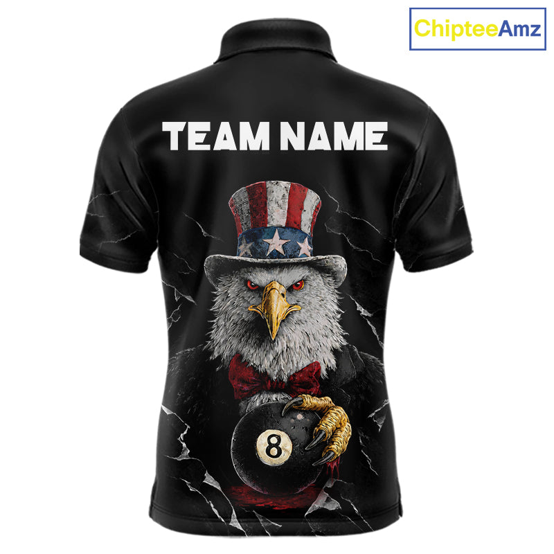 Red Dripping Patriotic Funny Eagle 8 Ball Billiard Pool Shirt Personalized Billiard Team Jerseys