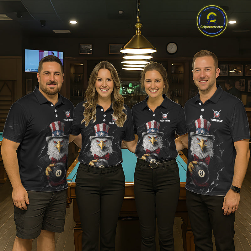 Red Dripping Patriotic Funny Eagle 8 Ball Billiard Pool Shirt Personalized Billiard Team Jerseys