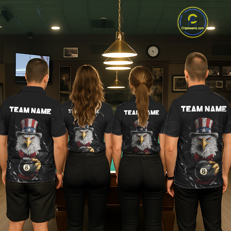 Red Dripping Patriotic Funny Eagle 8 Ball Billiard Pool Shirt Personalized Billiard Team Jerseys
