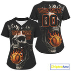 Custom Black Grunge Fire Flames Baseball Ball Shirt Horror Baseball Jerseys