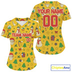 Custom Yellow Santa-Claus Christmas Baseball Shirt Xmas Funny Baseball Jerseys