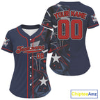 Custom Blue & Red Baseball Shirt Personalized Grunge Baseball Jerseys