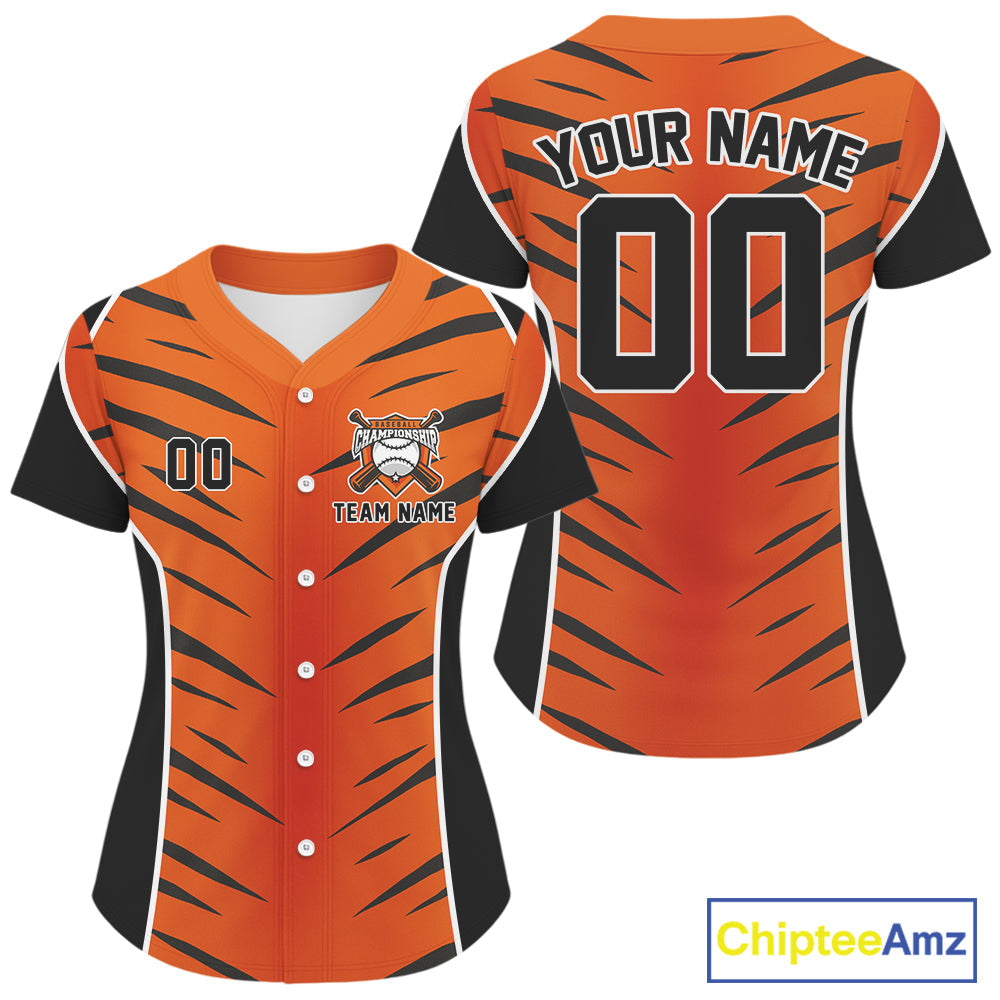 Custom Black Orange Stripes Baseball Shirt Personalized Baseball Jerseys