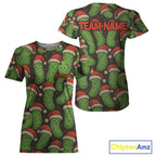 Custom Pickle Christmas Funny Pickleball T-Shirt Xmas Pickleball Jerseys