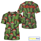 Custom Pickle Christmas Funny Pickleball T-Shirt Xmas Pickleball Jerseys
